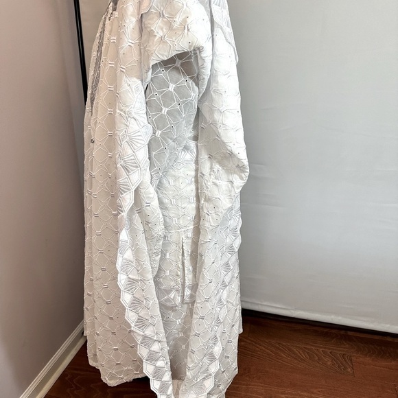 African Mens Clothing Lace Material Embroidered 3 Pcs Agbada Shirt Pants Dashiki - Picture 12 of 16